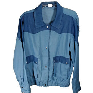 Western Shirt Shacket Long sleeve Snap Buttons Men's Sz Large Blue Colorblock